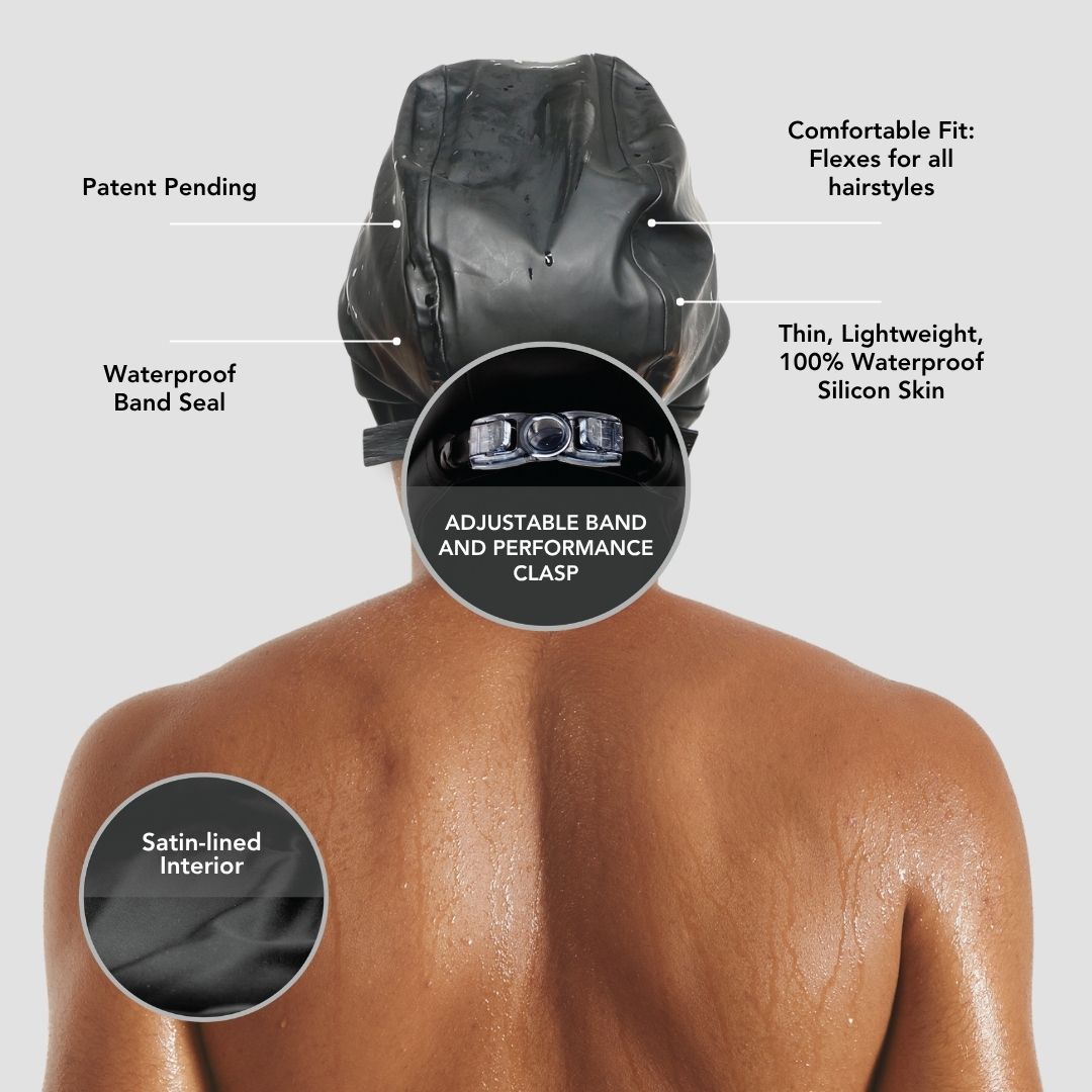 Hairbrella Satin-Lined Waterproof, Adjustable Men's Swim Cap