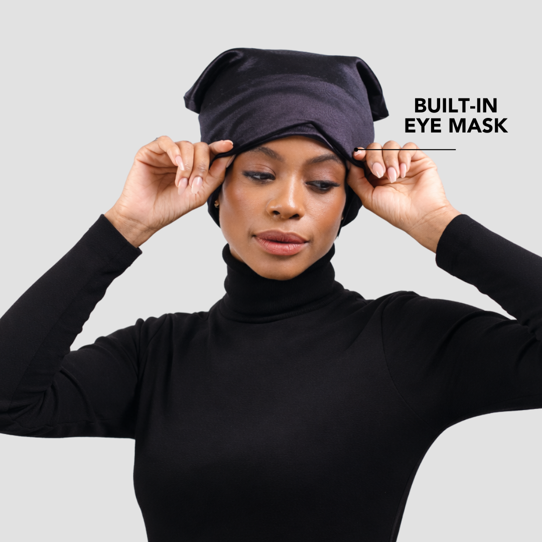 Satin-Lined, Convertible Nap Cap™ with Hidden Eye Mask